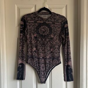 Skull Long Sleeve Mesh Bodysuit